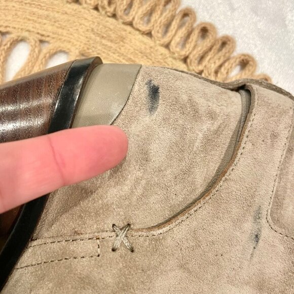 RAG & BONE Ramone Western Bootie Moto Block Heel Ice Grey Tan Size EU 38 - Picture 6 of 12